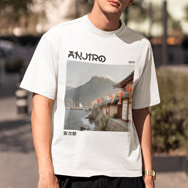 Anjiro Grafisch T-shirt, Vintage Japanse Warrior Art T-shirt, Shogun T-shirt