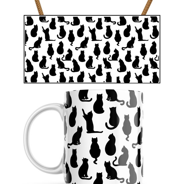 Cat Design Mug,Cat Detailed Digital Printing,11 oz mug,Cup Wrap Template Designs,Cricut Mug Press Wrap Download File,Png Download