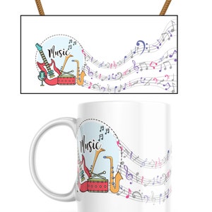 Music Notes Mug Sublimation,Mug Sublimation with Music Notes ,Tam Kupa Sarma Süblimasyon,Sublimation Coffee Mug Piano  Sublimation Design