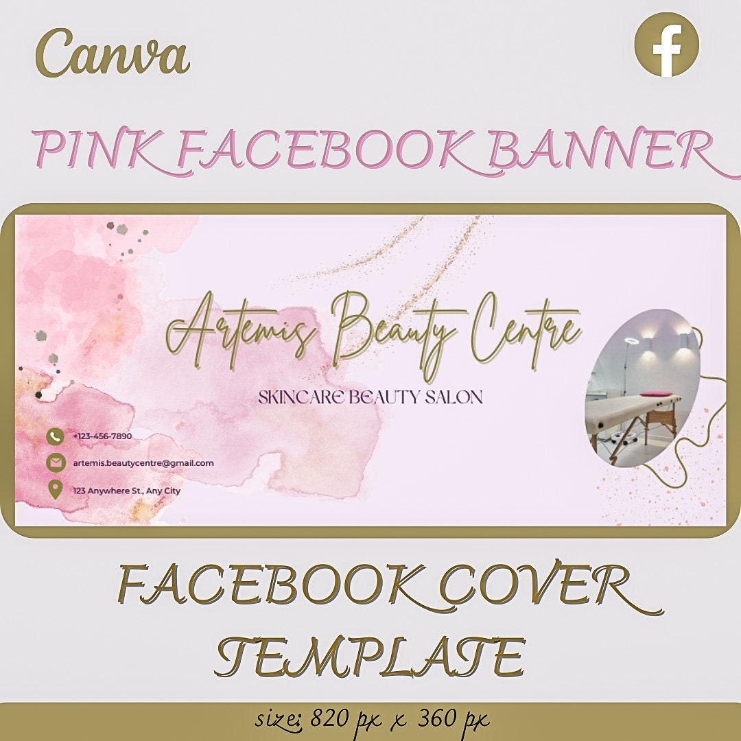 Pink Facebook Cover Template Made in Canva Etsy