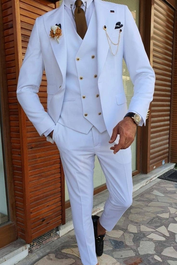 White Slim Fit Dress Pants Men