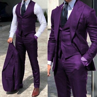 Men Wedding Suits Purple 3 Piece Fully Luxury Slim Fit Party - Etsy