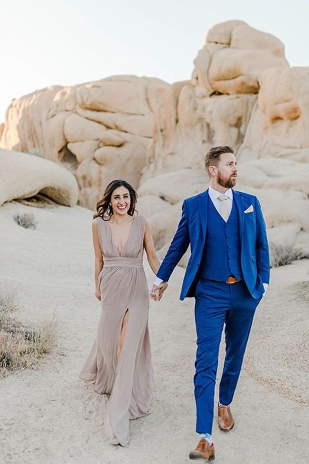 Mens Royal Blue 2-Piece Suit – Slim Fit Solid Jacket with Plaid Trousers for Wedding and Party Wear main image 1