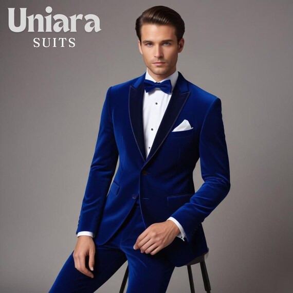 Veste elegante pour homme Veste en velours bleu roi Veste slim fit a deux boutons pour tenues de soiree Veste de smoking pour homme d honneur pour mariage Etsy France