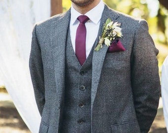 Blue suit grey vest burgundy tie store