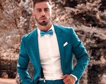 Royal Blue Paisley Pattern Dinner Prom Suits 3 Pieces Single Button For Men Gorgeous Jacket Outfit main image 0