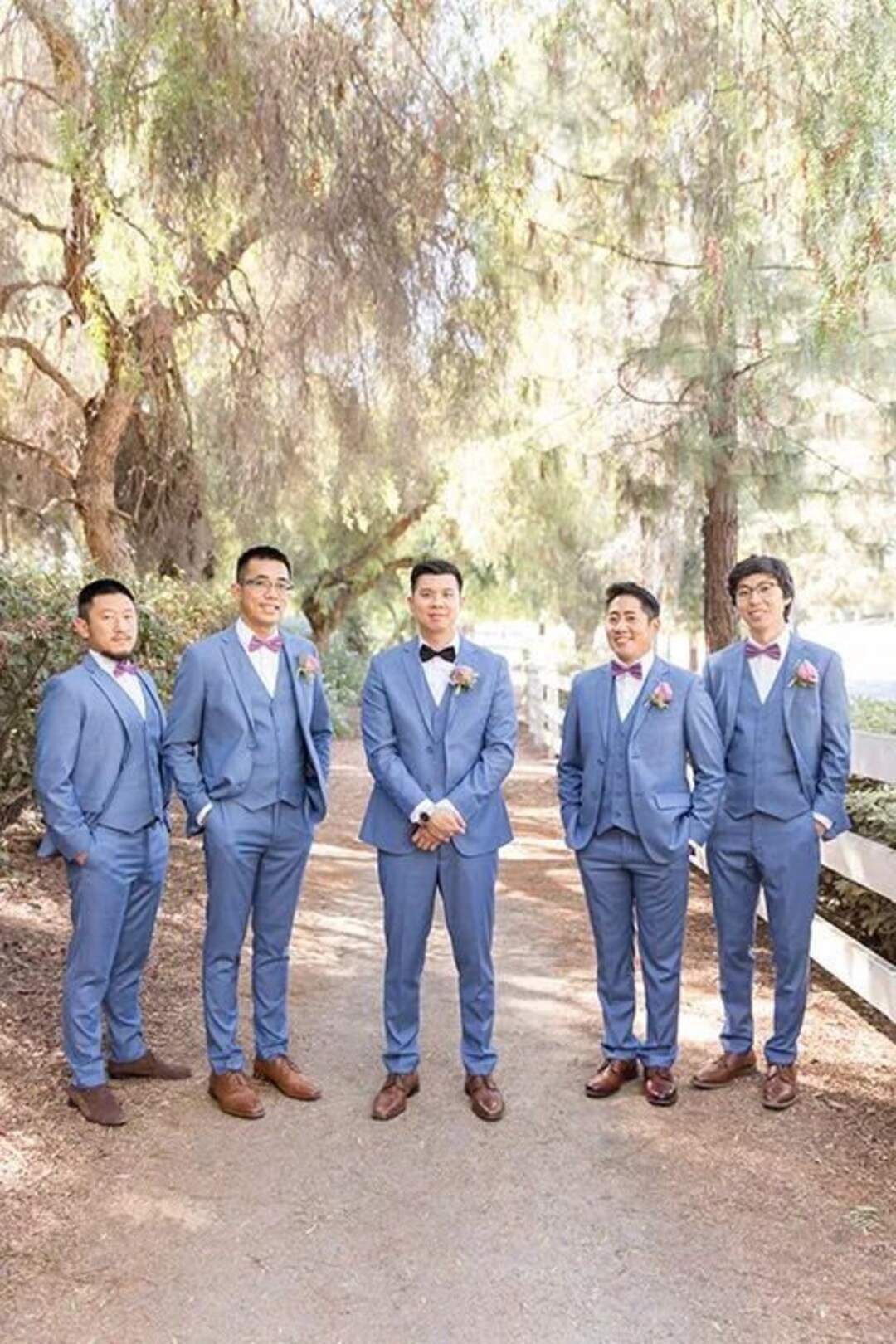 Men Groomsmen Suits Light Blue 3 Piece Slim Fit Wedding Beach Dinner