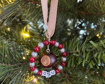 OSU Scarlet and Gray Buckeyes buckeye ornament