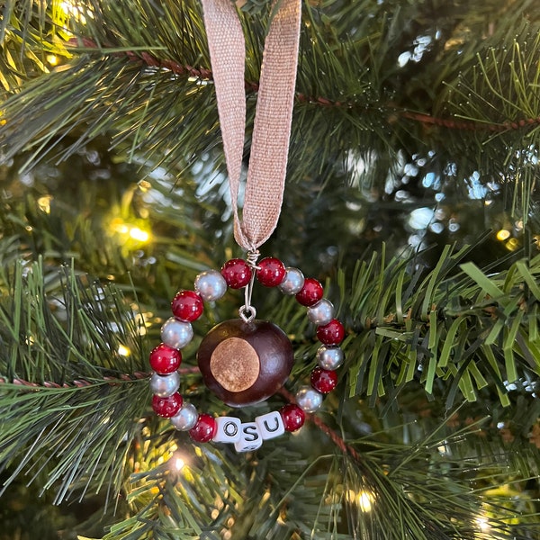 OSU Scarlet and Gray Buckeyes buckeye ornament