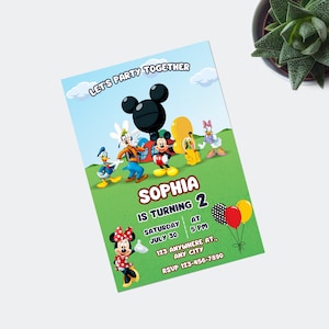 Clubhouse Birthday Invitation, Mickey Mouse Birthday Invitation, Mickey Mouse Invite, Printable Birthday Invitations, Instant Download