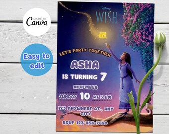 Wish Birthday Invitation, Disney Wish Invitation, Wish Printable Invitation, Instant Download