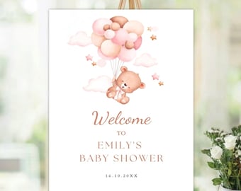 Editable Teddy Bear Baby Shower Welcome Sign (Instant Download)