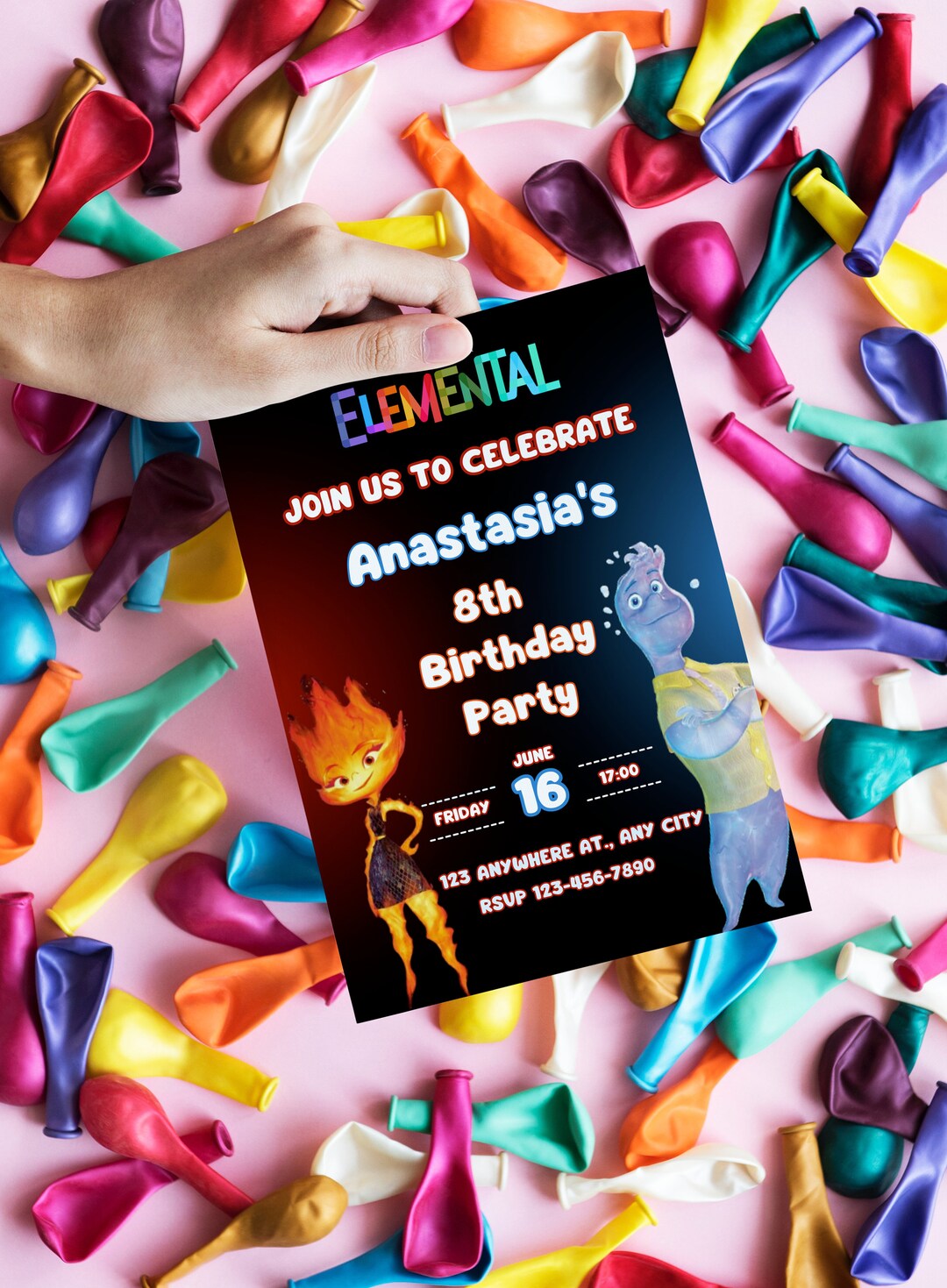 Elemental Invitation Elemental Birthday Invitation Elemental Etsy