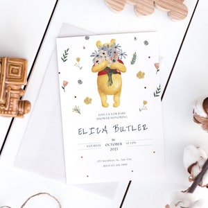 Bearbeitbare Winnie Pooh Baby Shower Einladung, klassische Winnie Pooh Geburtstagseinladung Vorlage, geschlechtsneutral Baby, Sofortiger Download