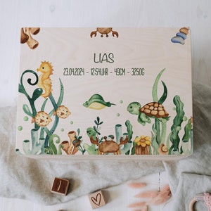 Caja de recuerdos personalizada "Bajo el Mar" | Para almacenamiento y decoración | Idea de regalo para bautizo o nacimiento.