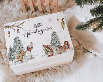 Caja de Adviento personalizada con figuras de colores para Navidad | Calendario de Adviento como caja navideña para diseñar y decorar tú mismo