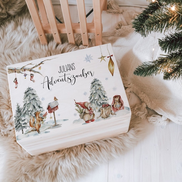 coffret de l'Avent personnalisé avec des personnages colorés pour Noël | Calendrier de l'Avent comme coffret de Noël à concevoir et à décorer soi-même