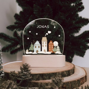 Personalized night lamp &quot;Winter Landscape&quot; with dreamy houses for the children&#39;s room decoration for Christmas | Gift for Christmas