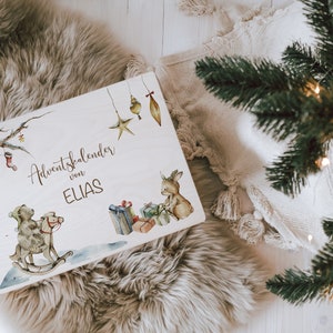 Advent box with colorful figures for Christmas | Advent calendar as a Christmas box to design and decorate