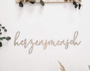 Wall decoration "Herzensmensch" | Wooden lettering | 3D Wall Quote | Nursery wall quote