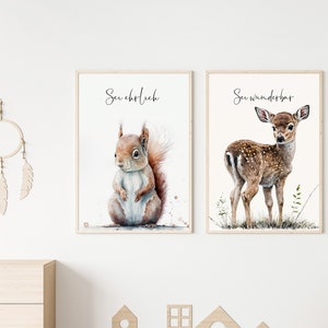 Motivational poster forest animals | Nursery | gift | forest animals | Murals Children | Baby room wall decoration