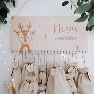 Calendario dell'Avvento personalizzato con animali del bosco, calendario dell'Avvento in legno per bambini, periodo prenatalizio, decorazione della cameretta dei bambini dell'Avvento