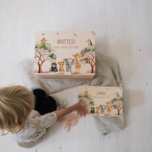 Spersonalizowane pudełko na pamiątkę dla dziecka Do przechowywania i ozdabiania Pomysł na prezent z okazji chrztu lub narodzin zdjęcie 2