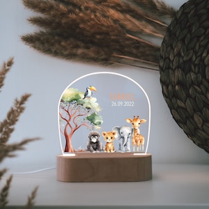 personalized deer acrylic nightlight engraved wooden base perfect gift for a new baby baptism decorative addition to a child's room image 3