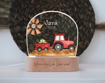 veilleuse personnalisée "Tracteur" comme cadeau à moins de 30EUR, cadeau de naissance, cadeau de baptême, cadeau d'anniversaire