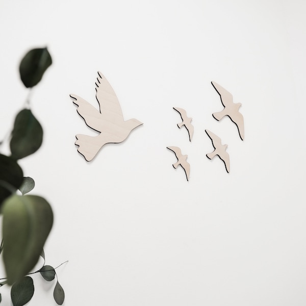 Oiseaux de décoration murale en bois | Autocollant mural 3D | Chambre d’enfant d’art mural | oiseaux en bois |