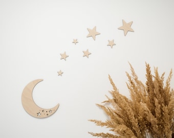 Kids moon with stars wall decor | Nursery decoration | moon and stars wall stickers | baby gift idea | baby shower