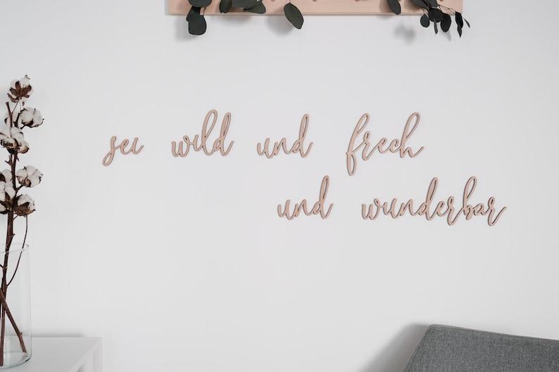 Wanddeko Kinderzimmer Wohndeko sei frech, wild und wunderbar 3D Schriftzug aus Holz Bild 3