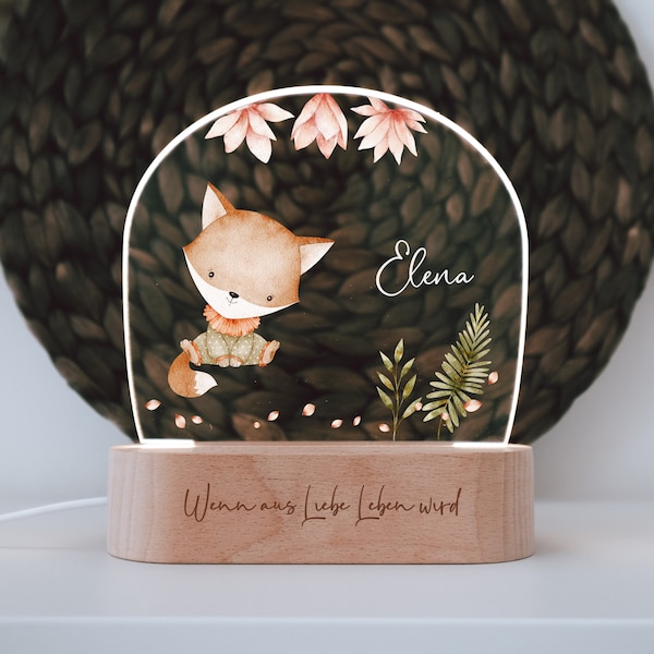 personalisiertes Nachtlicht "Fuchs" als Geschenk für unter 30EUR, Babygeschenk Geburt, Taufgeschenk Geburtstagsgeschenk
