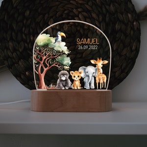 personalized deer acrylic nightlight engraved wooden base perfect gift for a new baby baptism decorative addition to a child's room image 2