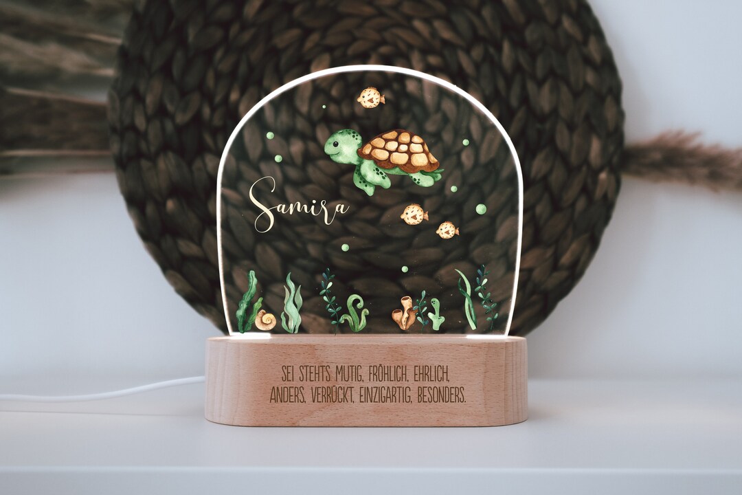 Luce Notturna In Acrilico Personalizzata Con Frase - Regalo Per La Festa Della Mamma, Compleanno, Con Base In Legno E Cavo USB, Colore Luce Calda - 2