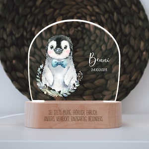 personalized coloured woodland nightlight | engraved wooden base | gift for a new baby | baptism | decorative addition to a child&#39;s room