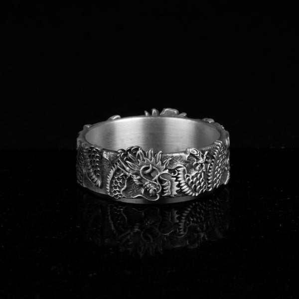 Asian Dragon Ring, Japanese Dragon Ring, Dragon Band Design, Sterling Silver, Couple Rings, Japanese Culture, Gothic Style, Unique Art Piece