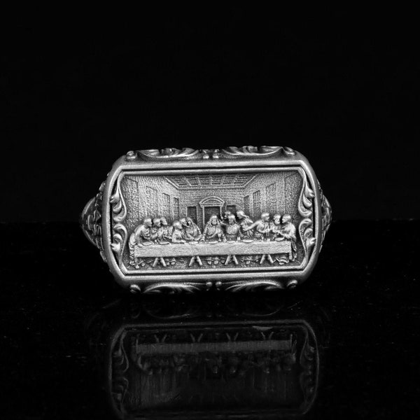 Leonardo Da Vinci Ring, Last Supper Ring, Jesus Christ The Last Supper Leonardo Da Vinci, Silver Ring, Christian Ring, Collector Accessory