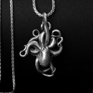 Octopus Necklace, Handmade Silver Gifts, 925 Sterling Silver Animal Jewelry, Octopus Pendant, Birthday Present , Sea Creature.