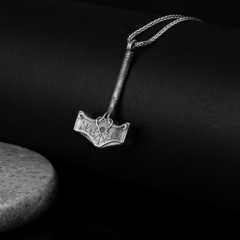 Thor Hammer Necklace Mjölnir Pendant Viking Mythology Etsy