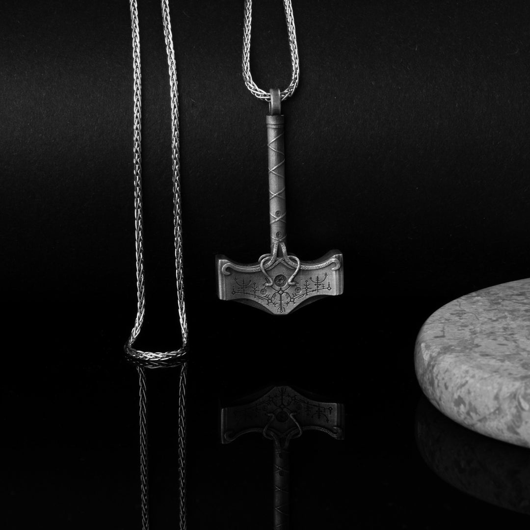Thor Hammer Necklace Mjölnir Pendant Viking Mythology Etsy