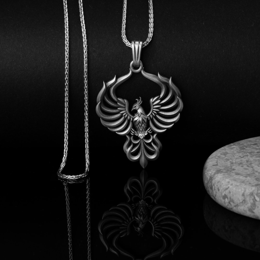 Sterling Silver Handmade Phoenix Necklace, Ancient Greek Mythology