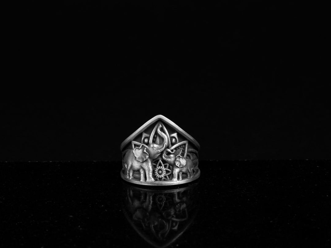 Elephant Ring, Silver Elephant Family Ring, Elephant Wedding Ring ...