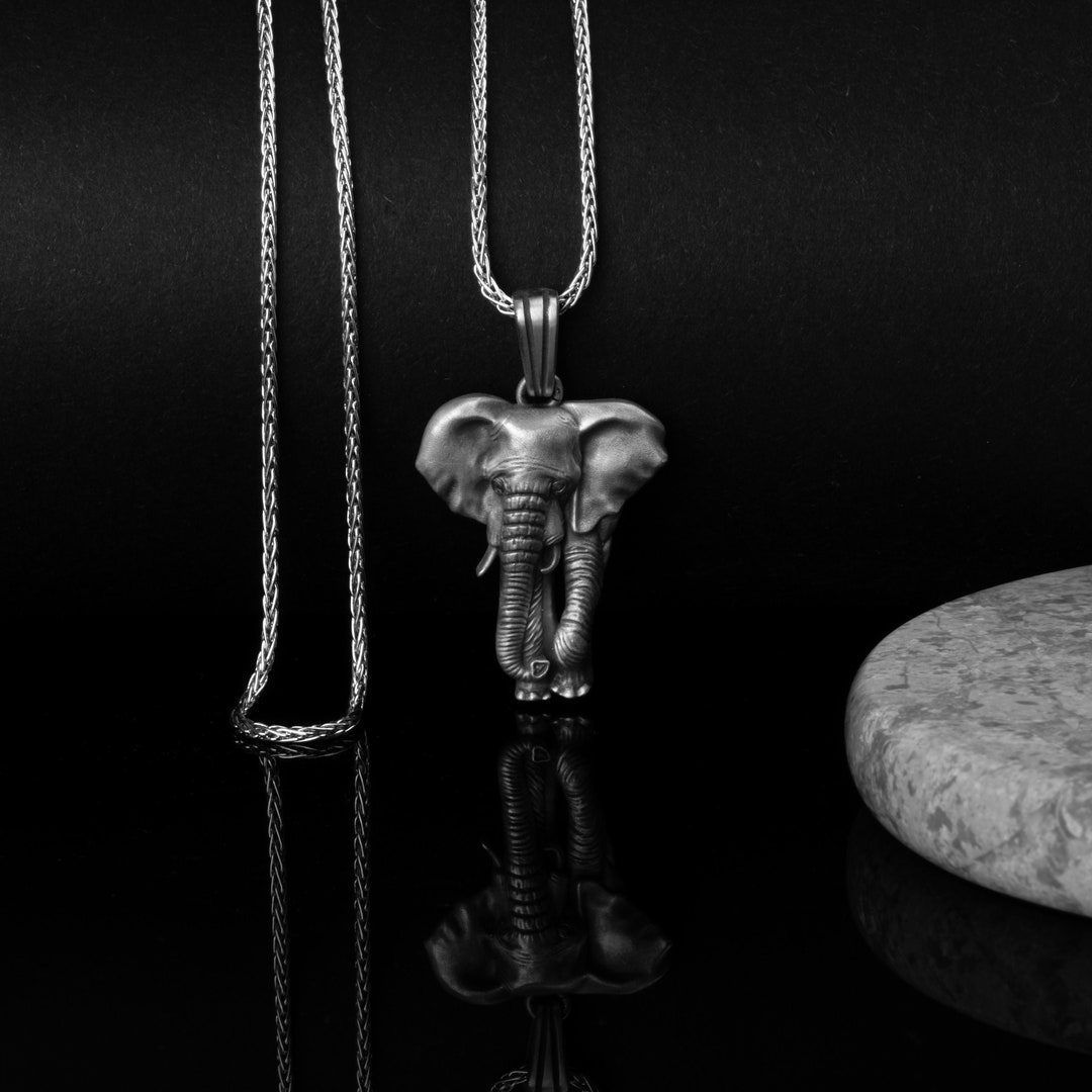 Silver Elephant Necklaces Ivory Jewelry Animal Accessories Etsy