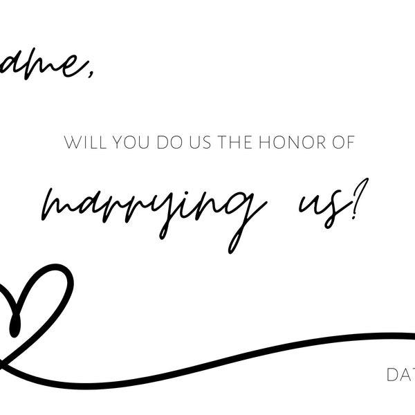 Officiant Proposal Card *editable*