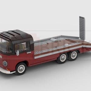 MOC Building Instructions Volkswagen T2 Car Transporter - Dark Red / Black (MOC-012301009)