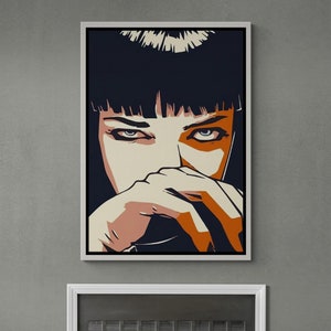 Pulp Fiction Mia Wallace, Pulp Fiction Wall Art, Trendy Wall Art, Pulp Fiction Framed Canvas, Abstract Woman Canvas, Black Framed Canvas