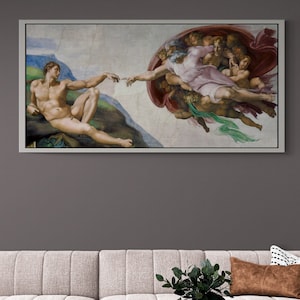 The Creation of Adam Wall Art, Michelangelo Buonarroti Canvas, Creation of Adam, Famous Wall Art, Buonarroti Wall Art, Black Framed Canvas