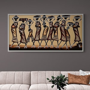 Afrikaanse vrouwen kunst aan de muur, Afrikaanse tradities ingelijst canvas, Afrikaanse mensen canvas, etnische vrouw kunst aan de muur, Afrikaanse stam zilver ingelijst canvas