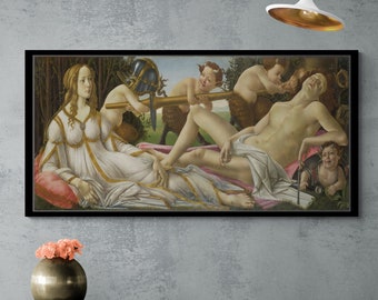 Mars and Venus Wall Art, Sandro Botticelli Canvas, Mars Wall Art, Venus Wall Art, Famous Canvas, Botticelli Canvas, Black Framed Canvas